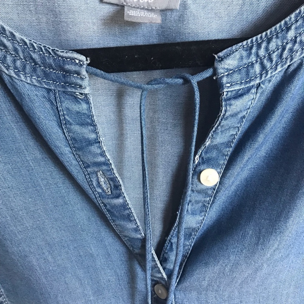 Aerie shirt peplum flowy blue denim short sleeve top - Picture 3 of 4